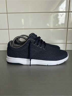 Travis Mathew Navy Knit Lace-Up Sneakers with White Sole